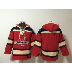 Men Washington Capitals Blank Red Ageless Must Have Lace Up Pullover Hoodie